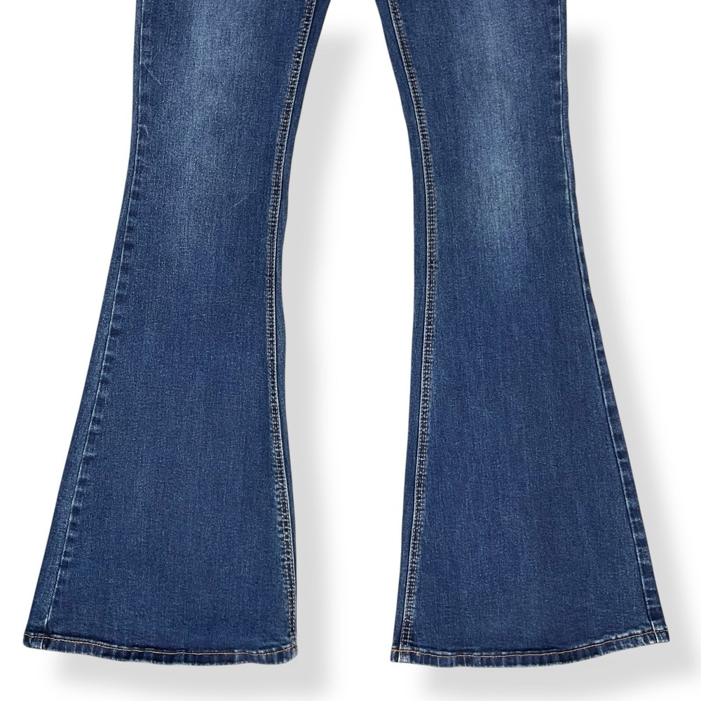 Rock & Roll Flare Jeans Womens 28x34 (ACTUAL 28x32) Blue Bargain Bell Pull On - Picture 2 of 16